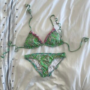 Lilly Pulitzer Green Ruffled Bikini Set